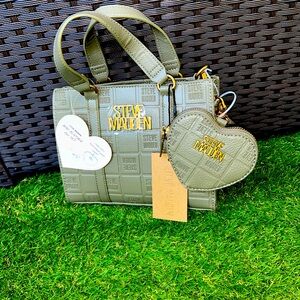 Steve Madden Mini-Blivonia 2-Piece Satchel Set with Heart-Shaped Zipper Pouch